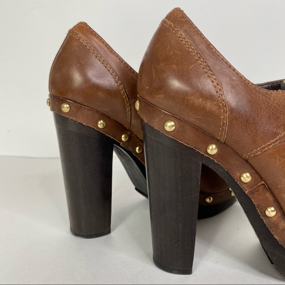 Vince Camuto Canasta Clog Booties Brown Leather Studded Lace Up Boho Hippie 5.5 - Picture 11 of 13